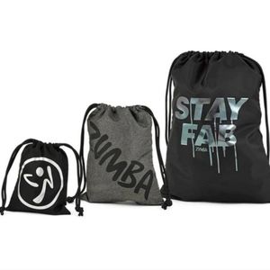 Zumba Fitness Stay Fab Drawstring Bag Set of 3
